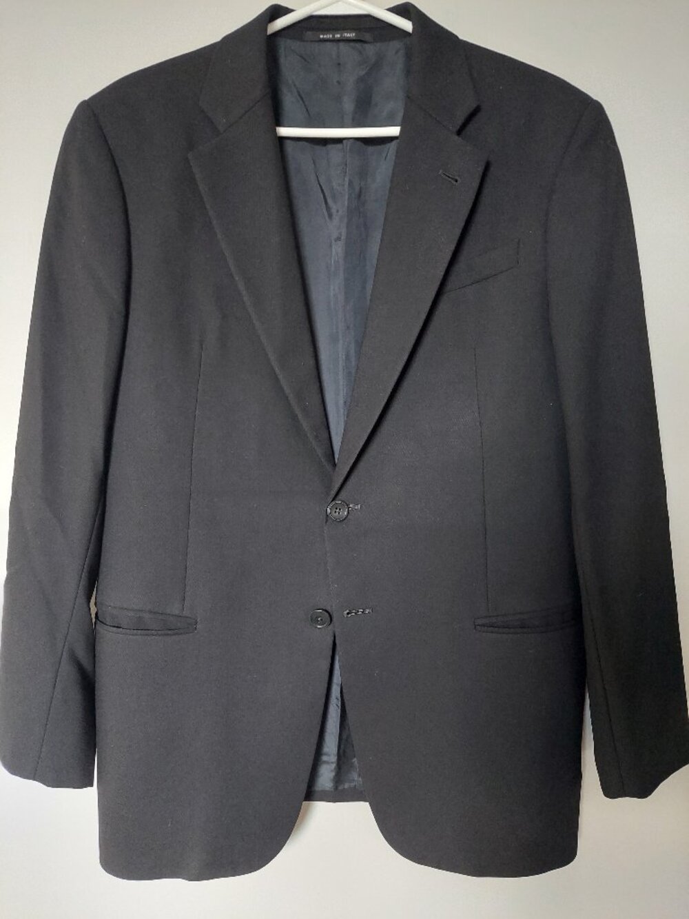 Armani Collezioni Men's Size 40 Short 100% Wool Blazer Black Made In Italy